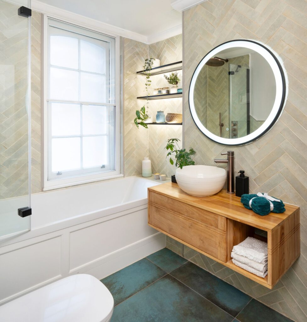 Small Bathroom Design, Wooden Vanity